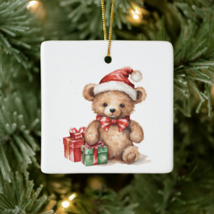 Ornement En Céramique Premier Ours Whimsical Teddy customisé Noël
