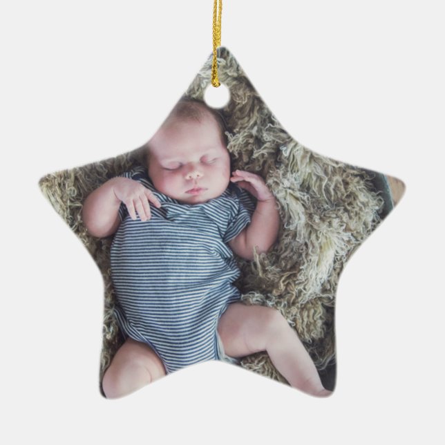 Ornement En Céramique Première photo de bébé Noël Bleu Noël (Devant)