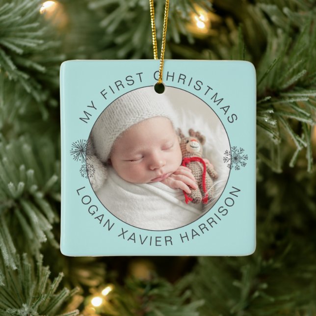 Ornement En Céramique Première photo de Noël du bébé Keepsaké (Arbre)