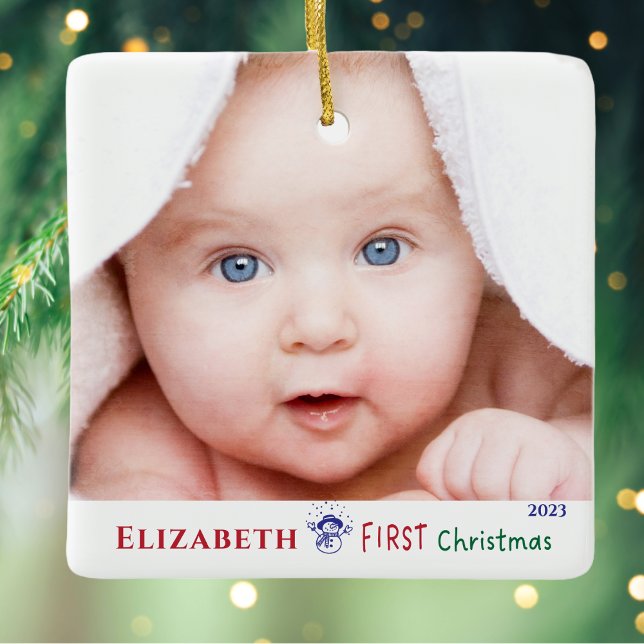 Ornement En Céramique Première photo de Noël mignonne de bébé (Créateur téléchargé)