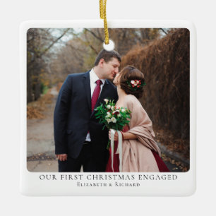 Ornement En Céramique Première photo de Noël personnalisable Engagé Mini