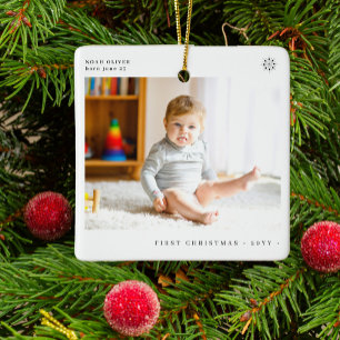 Ornement En Céramique Première photo de Noël simple et moderne