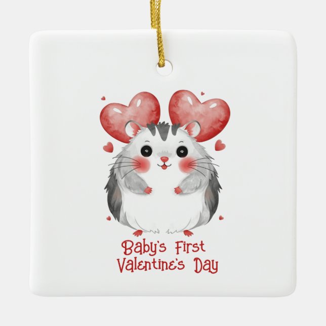Ornement En Céramique Première Saint-Valentin pour bébé (Devant)