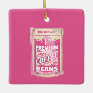 Ornement En Céramique Premium espresso café haricots rose nourriture pop