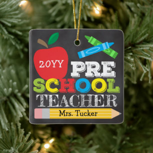 Ornement En Céramique Preschool Teacher Pre-K Keepsake Bright