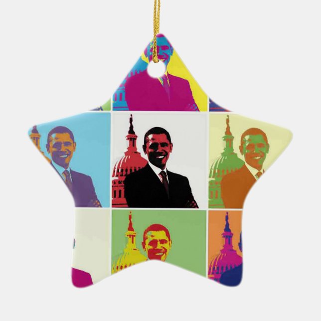 Ornement En Céramique Président Obama Pop Art (Devant)