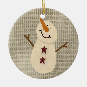 Ornement En Céramique Prim Country Snowman Orament