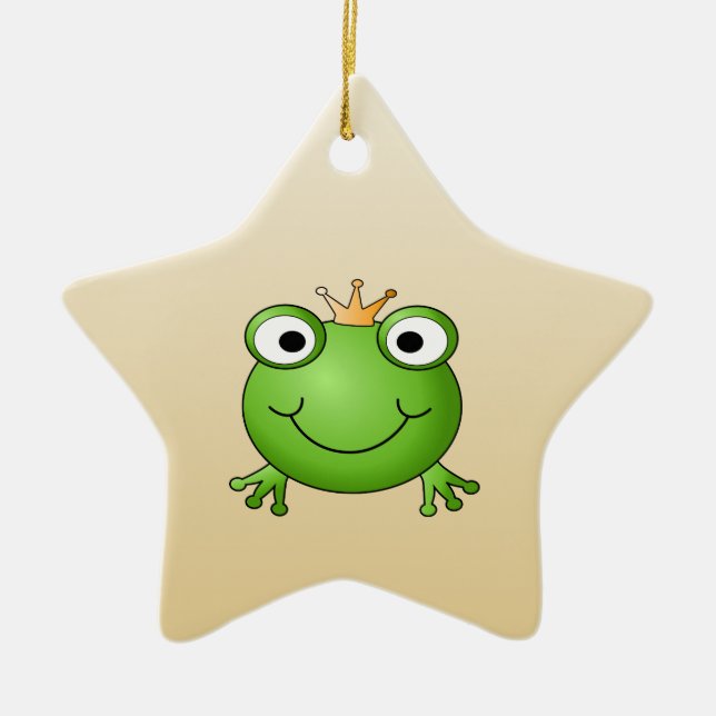 Ornement En Céramique Prince de grenouille. Grenouille de sourire avec (Devant)