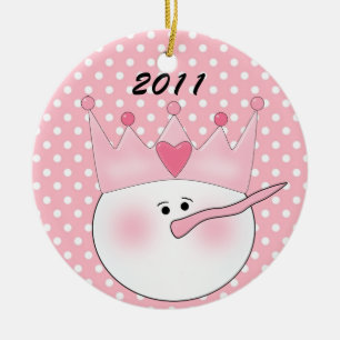 Ornement En Céramique Princesse rose personnalisée Ornament de neige