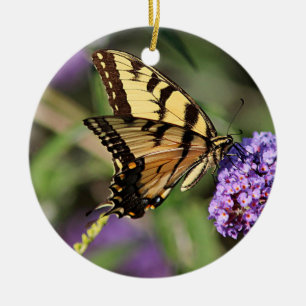 Ornement En Céramique Profil oriental de papillon de machaon de tigre