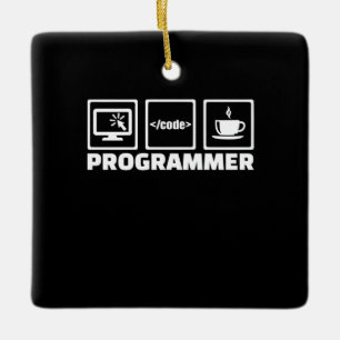 Ornement En Céramique Programmeur Écrire Code Et Boire Café