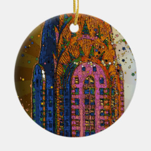 Ornement En Céramique Psychedlic NYC : vue rapprochée du sommet du Chrys
