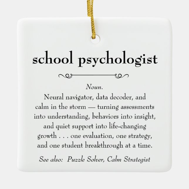 Ornement En Céramique Psychologue scolaire Définition Merci Cadeau (Devant)