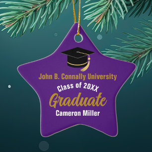 Ornement En Céramique Purple Gold Graduate Custom 2025 Graduation Star