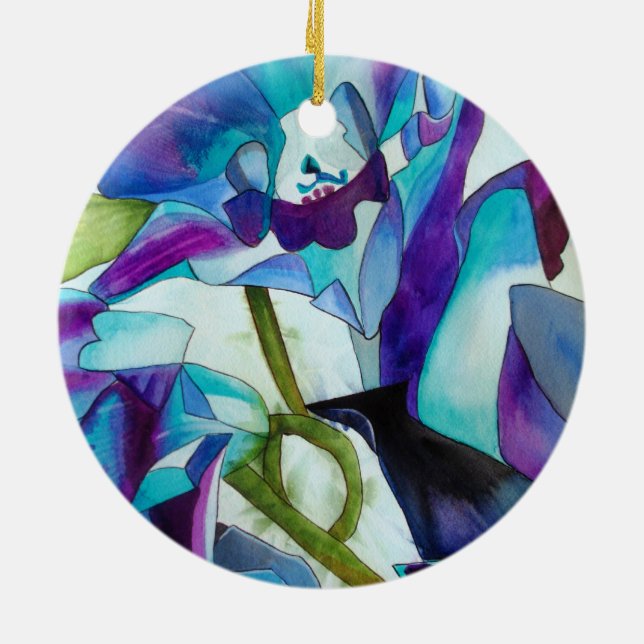 Ornement En Céramique Purple Singapour orchidée aquarelle (Dos)