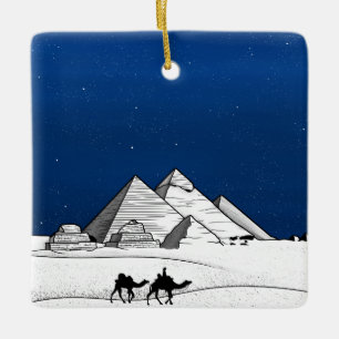 Ornement En Céramique Pyramides de Gizeh noir et blanc