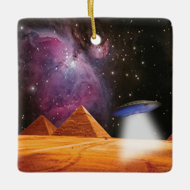 Ornement En Céramique Pyramides égyptiennes Gizeh rencontre espace et OV (Devant)