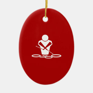 Ornement En Céramique Quads - Blanc - Arrière - plan rouge - Tours Béb