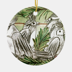 Ornement En Céramique Quatre oiseaux appelants