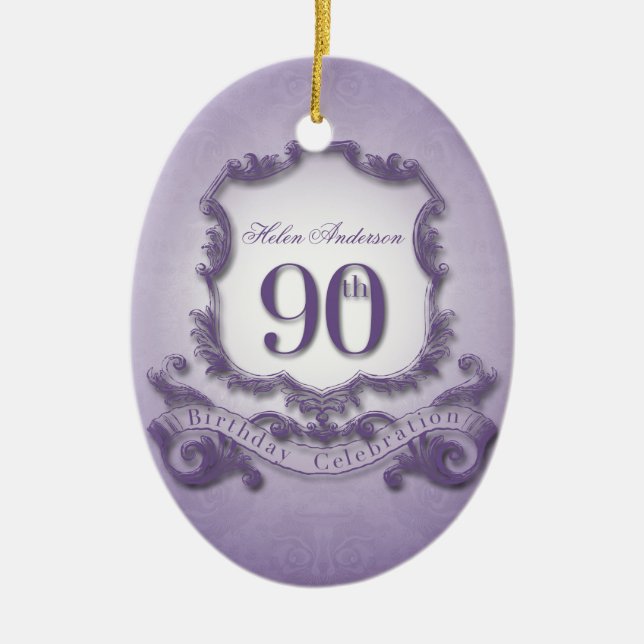 Ornement En Céramique quatre-vingt-dixième Célébration d'anniversaire (Devant)