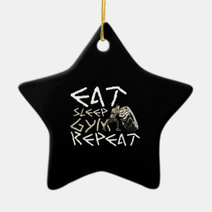 Ornement En Céramique Quota Eat Sleep Gym Repeat Funny