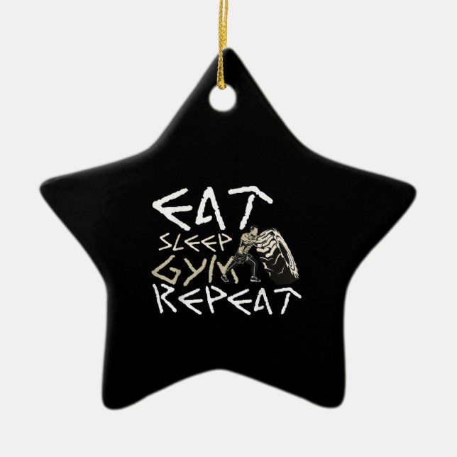 Ornement En Céramique Quota Eat Sleep Gym Repeat Funny (Devant)