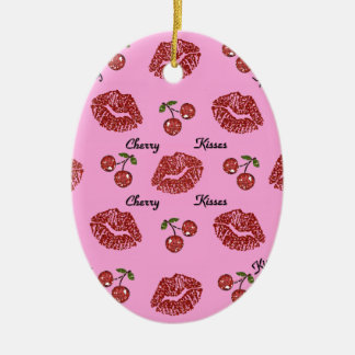 Ornement En Céramique RAB Rockabilly Baisers de Cerise sur Rose