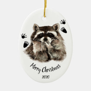 Ornement En Céramique Raccoon Dated Blowers, Aimer les animaux