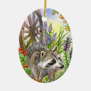 Ornement En Céramique Racoon Par Flower Garden