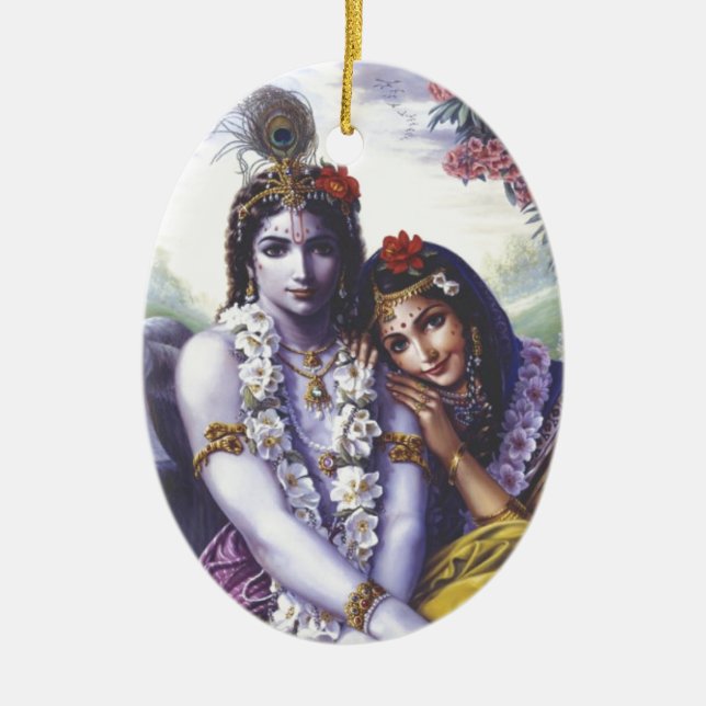 Ornement En Céramique Radha et Krishna (Devant)
