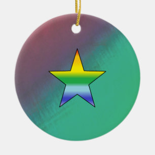 Ornement En Céramique Rainbow Star