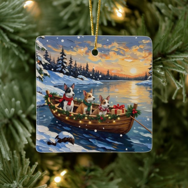 Ornement En Céramique Rat Terrier Christmas Boat Holiday (Arbre)