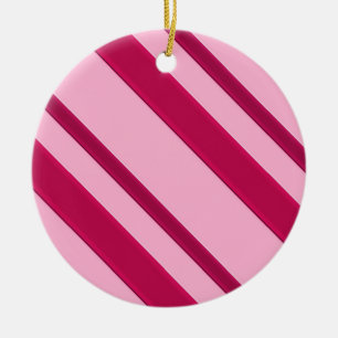 Ornement En Céramique Rayures de ruban de velours, fuchsia et rose pâle
