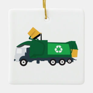 Ornement En Céramique Recyclage Camion à ordures