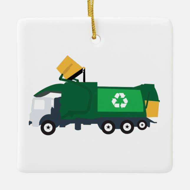 Ornement En Céramique Recyclage Camion à ordures (Devant)