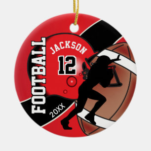 Ornement En Céramique Red and Black Football Player