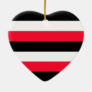 Ornement En Céramique Red, black and white stripes