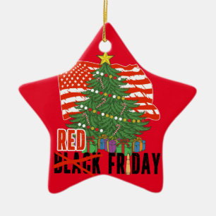 Ornement En Céramique RED Fridays Christmas Tree Military US Flag