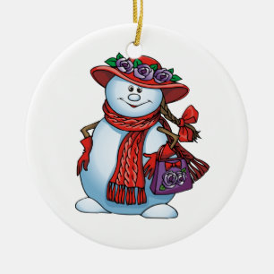 Ornement En Céramique Red Hat Snowlady