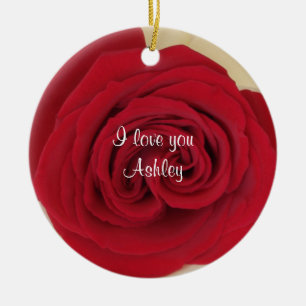 Ornement En Céramique Red Rose Mariage Proposition d'ornement d'idée