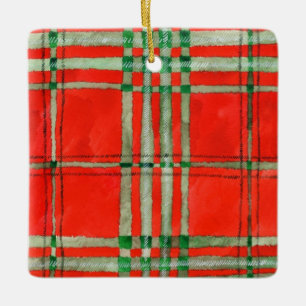 Ornement En Céramique RED SCOTT TARTAN Ceramic Square Ornament