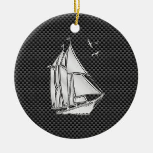 Ornement En Céramique Regatta Sailboat on Carbon Fiber Style