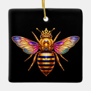 Ornement En Céramique Reine Abeille Avec Couronne