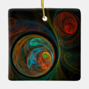 Ornement En Céramique Renaissance Bleu Abstrait Art Carré Ornament