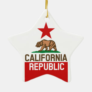 Ornement En Céramique RÉPUBLIQUE DE CALIFORNIE Drapeau d'Etat Grand Étoi
