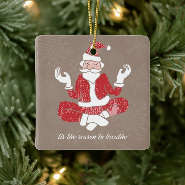 Ornement En Céramique Respire le Yoga Père Noël (Arbre)