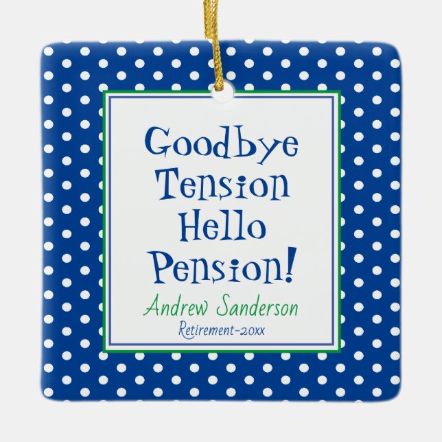 Ornement En Céramique Retraite Amusante Bonjour Devis Pension Céramique  (Devant)