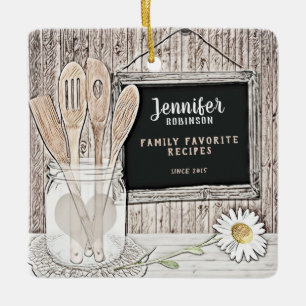 Ornement En Céramique Retro Chalkboard, Mason Jar et Daisy