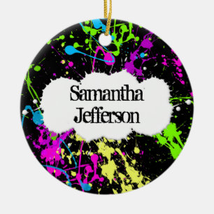 Ornement En Céramique Rétro éclaboussure au néon fraîche de peinture
