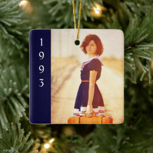 Ornement En Céramique Retro Histoire Bleu Année Photo
